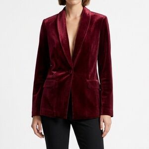 INC International Concepts Velvet Blazer in Deep Red